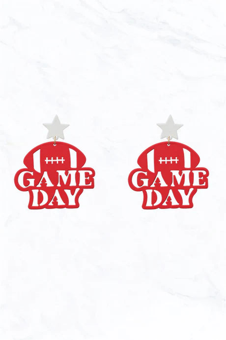 Game Day Metal Cutout Earrings Red