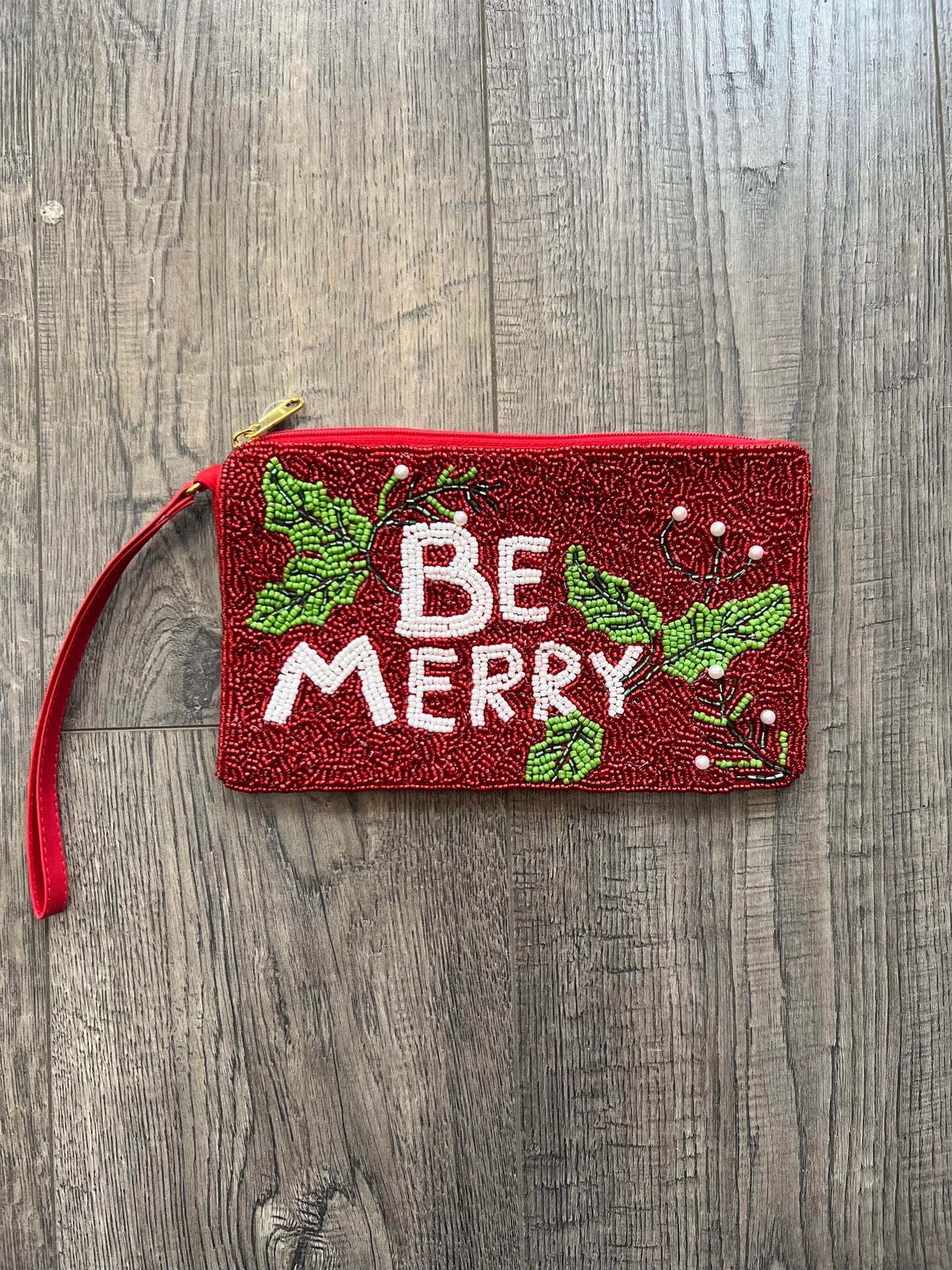 Be Merry Beaded Wristlet
