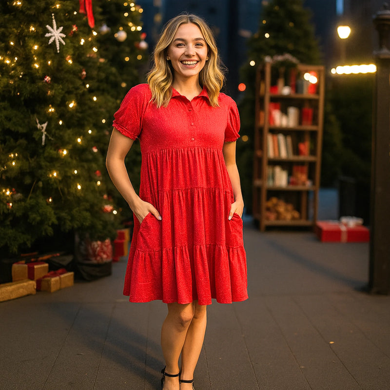 Red Shimmer Dress 3X