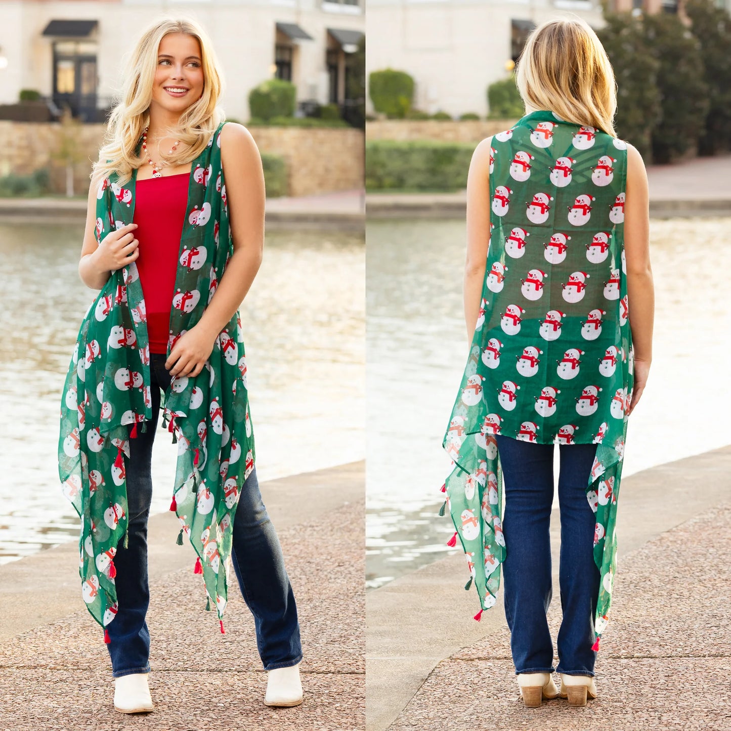 Snowman Print Holiday Vest