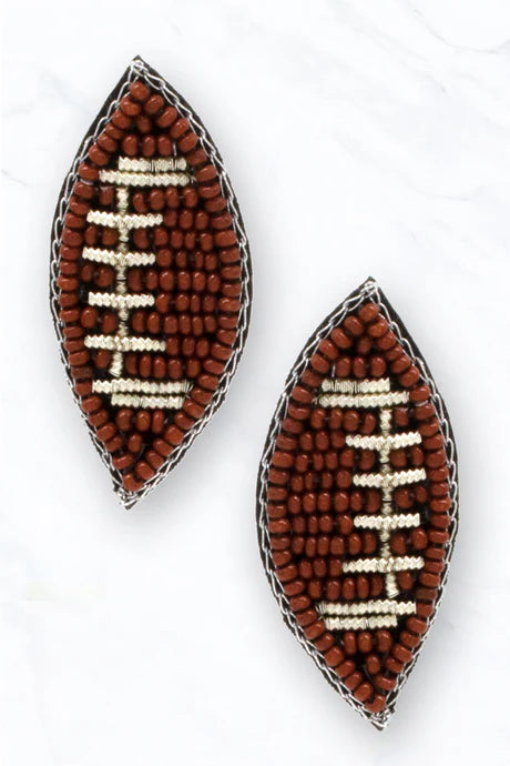 Game Day Football Seed Bead Earrings