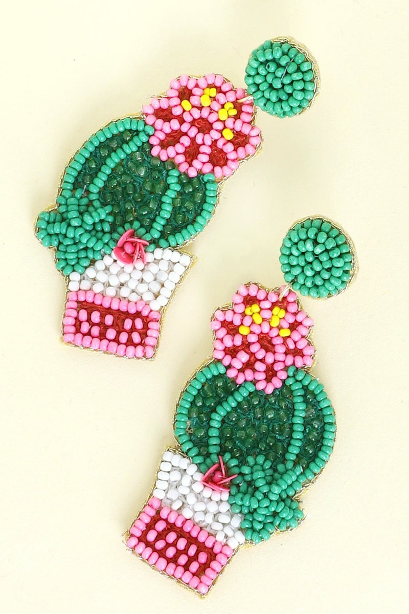 Blooming Cactus Beaded earrings