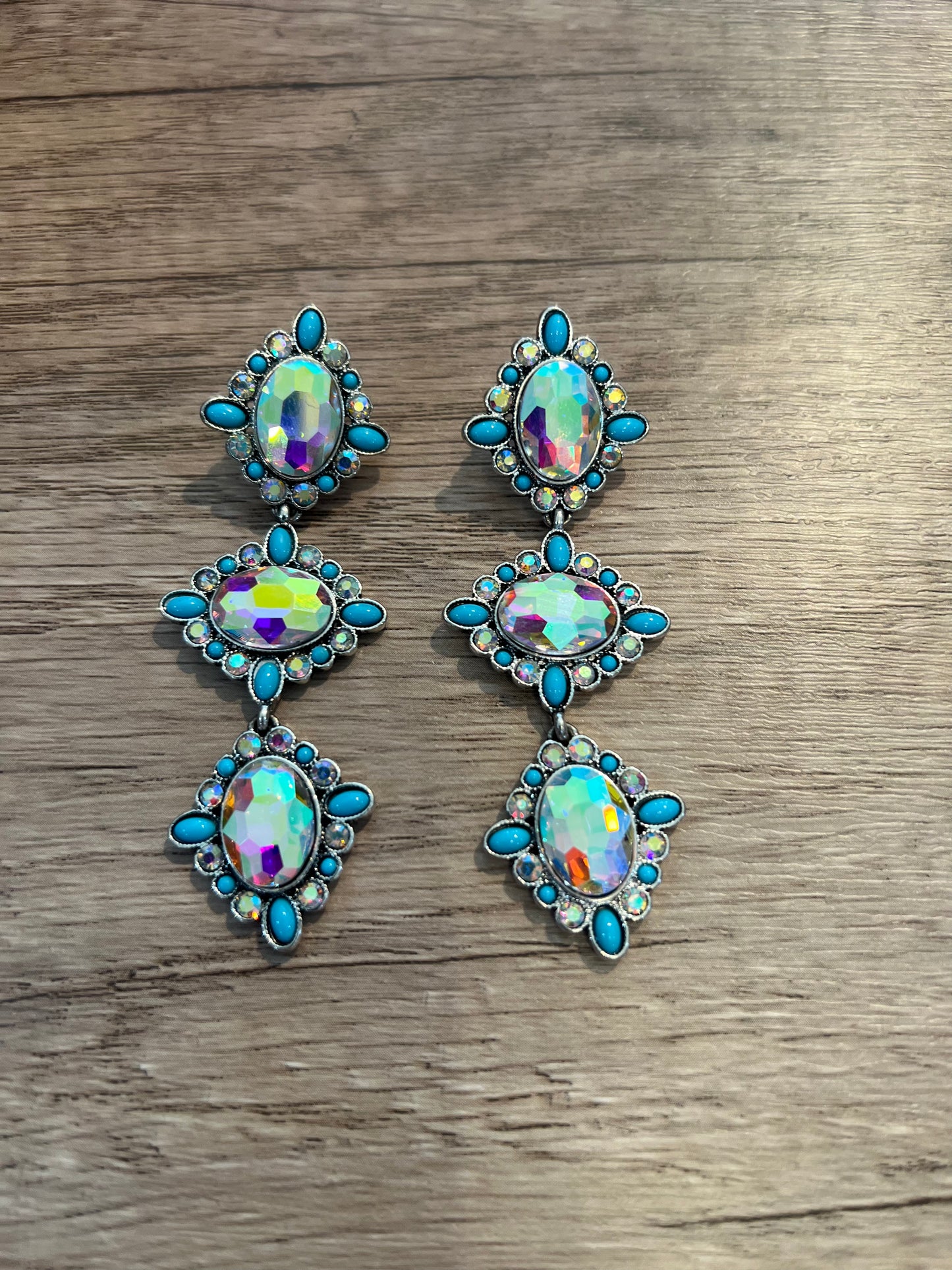 Western Triple Oval Rhinestone Earring