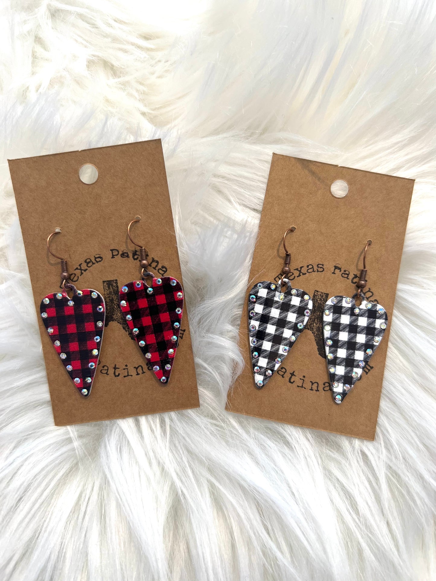 Buffalo Check Heart Earrings