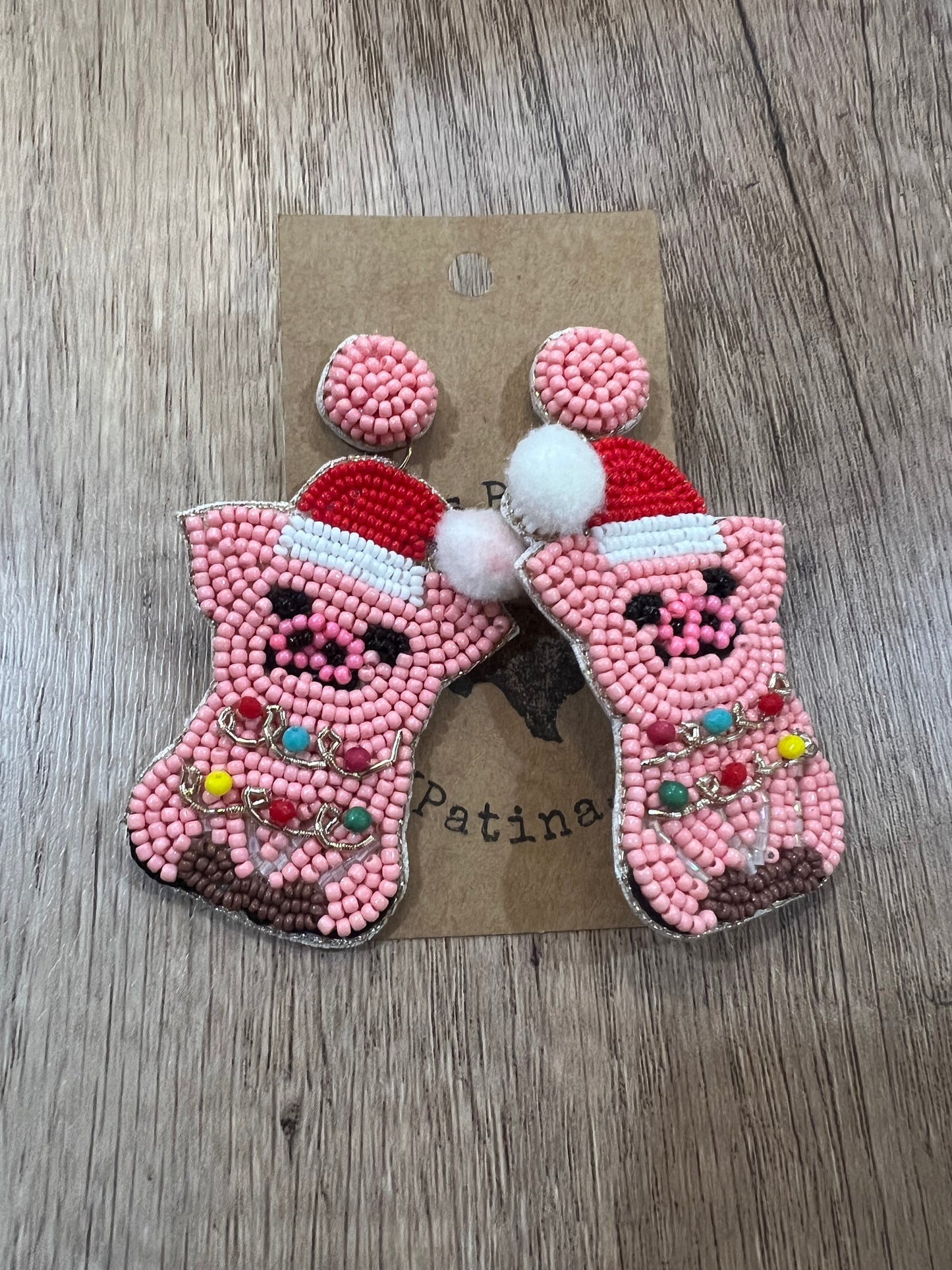 Christmas Pig Earrings