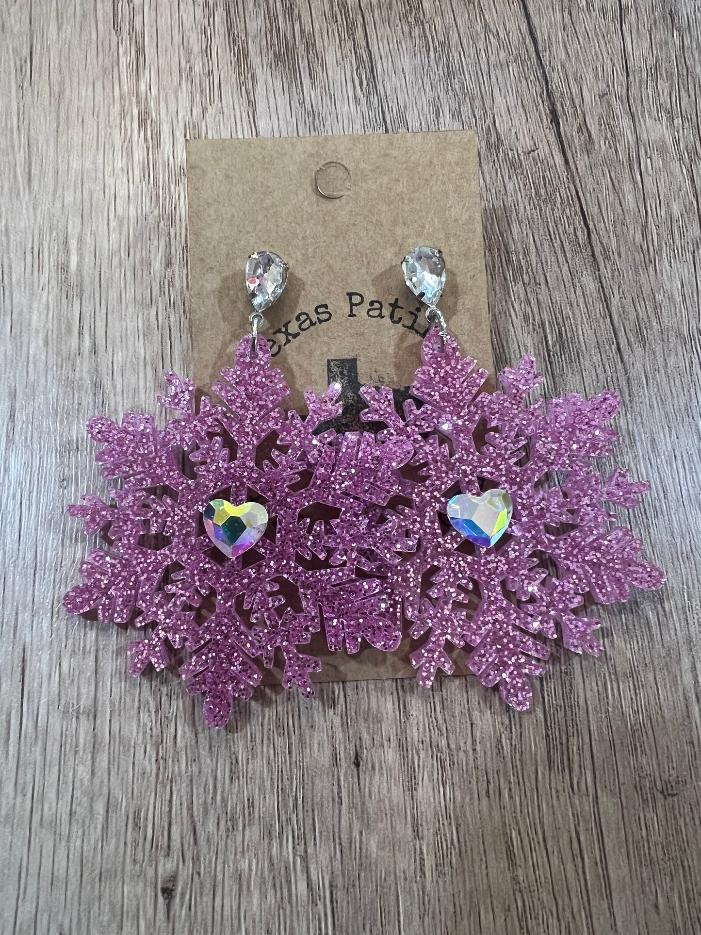 Pink Snowflake Earrings