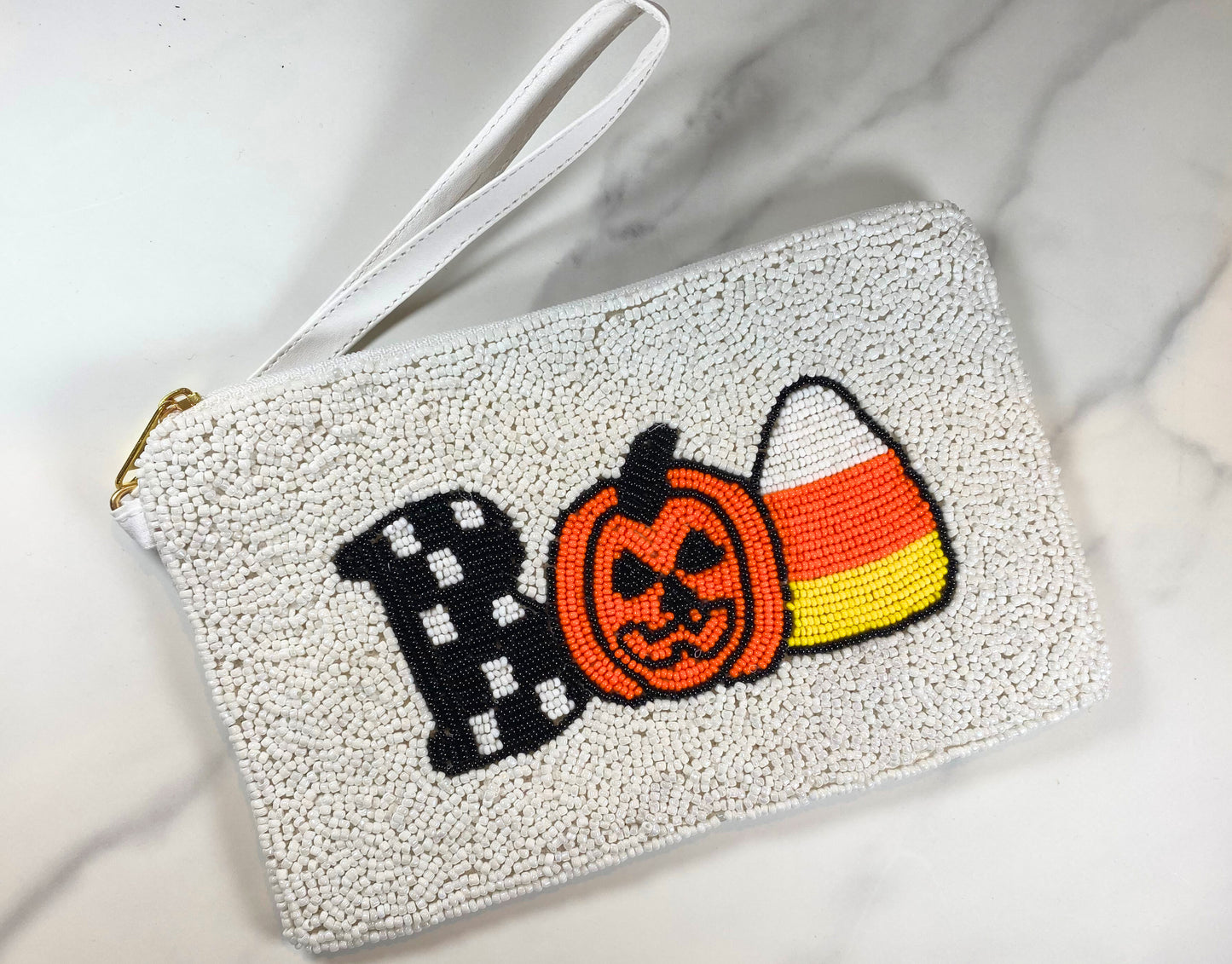 Boo Beaded Wristlet