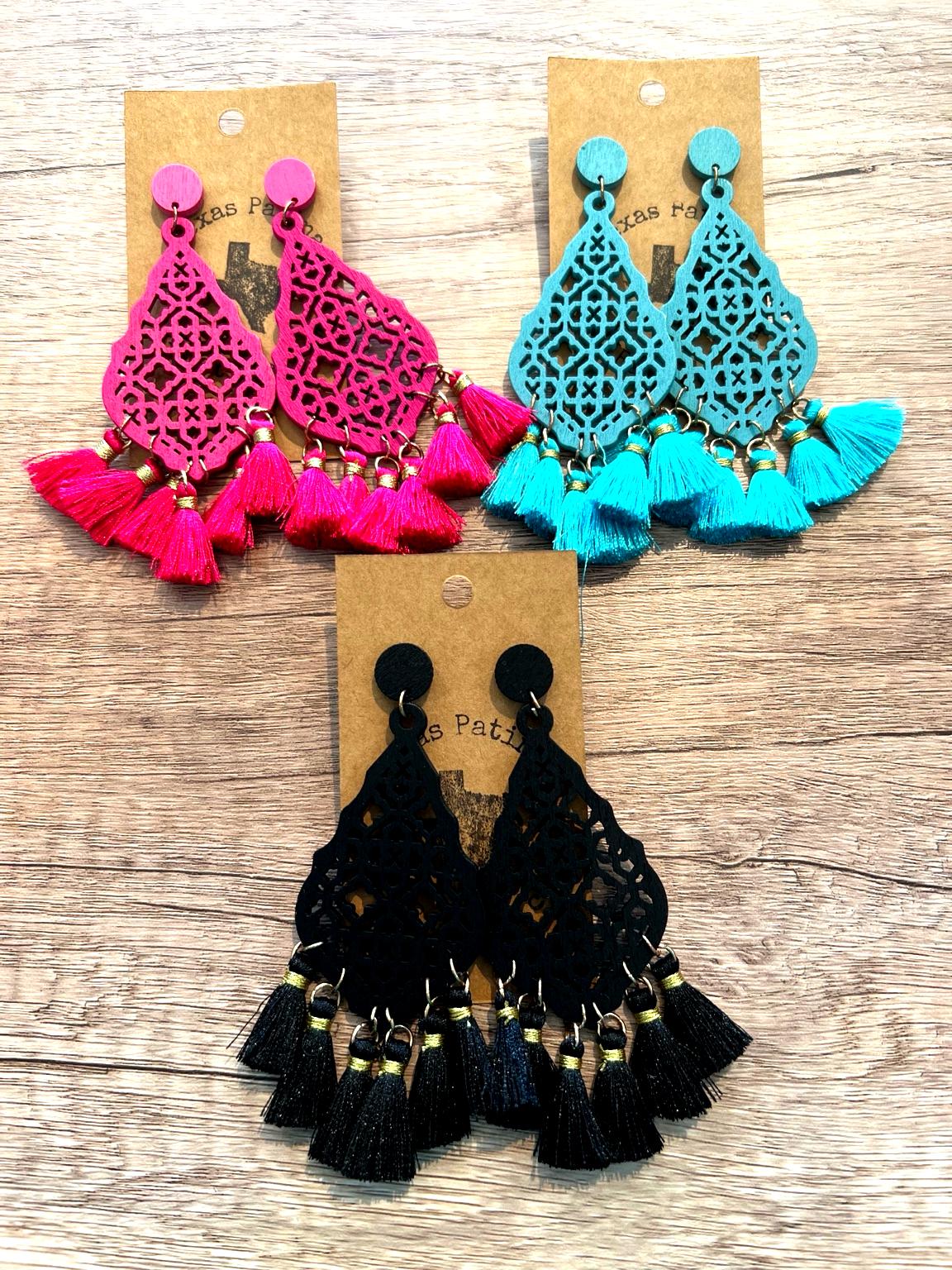 Tassel Drop Statement Earrings