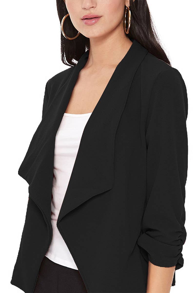 Women's Casual Solid Blazer Jacket - Fitted Silhouette