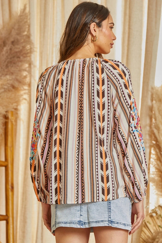 Tassel Embroidered Top