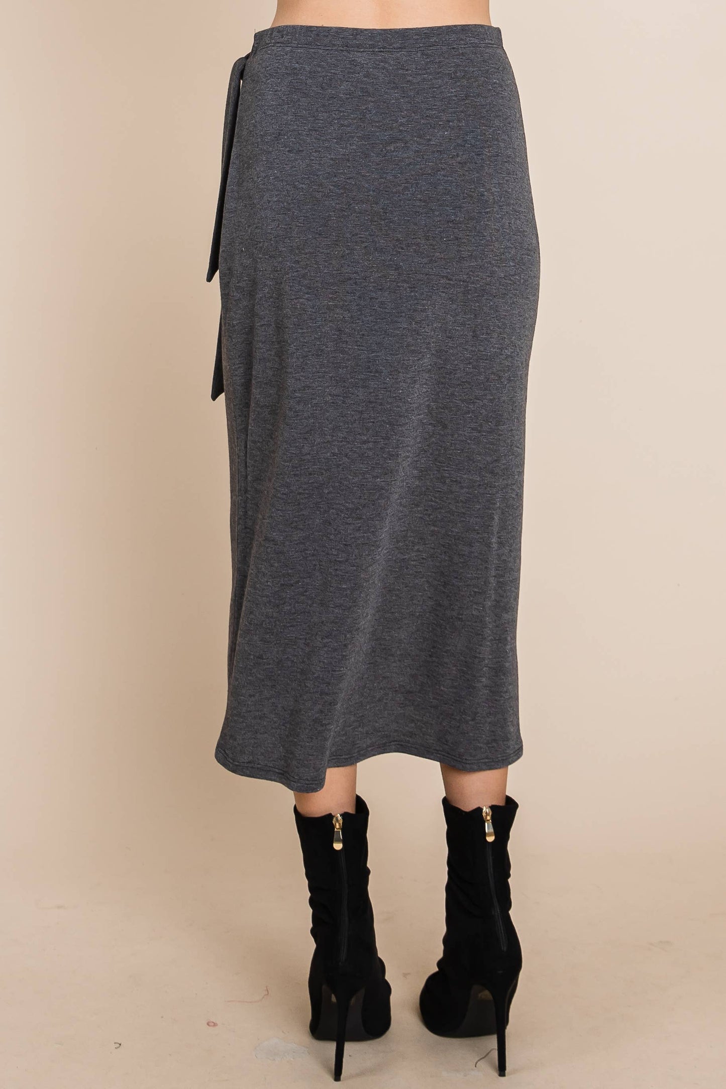 Faux Wrap Midi Skirt