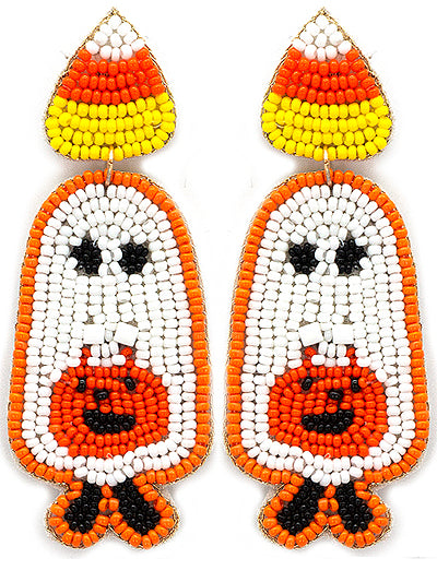 Ghost Seed Bead Earring