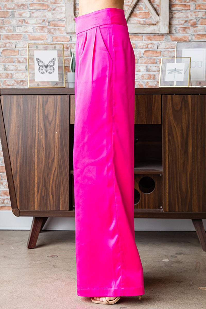 pink satin dress pants Noughts & Kisses - Wide Leg Satin Pants - Women - Polyester - XS