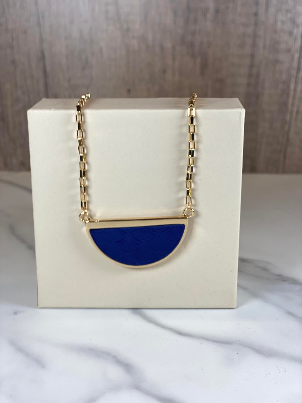 Navy Half Moon Necklace