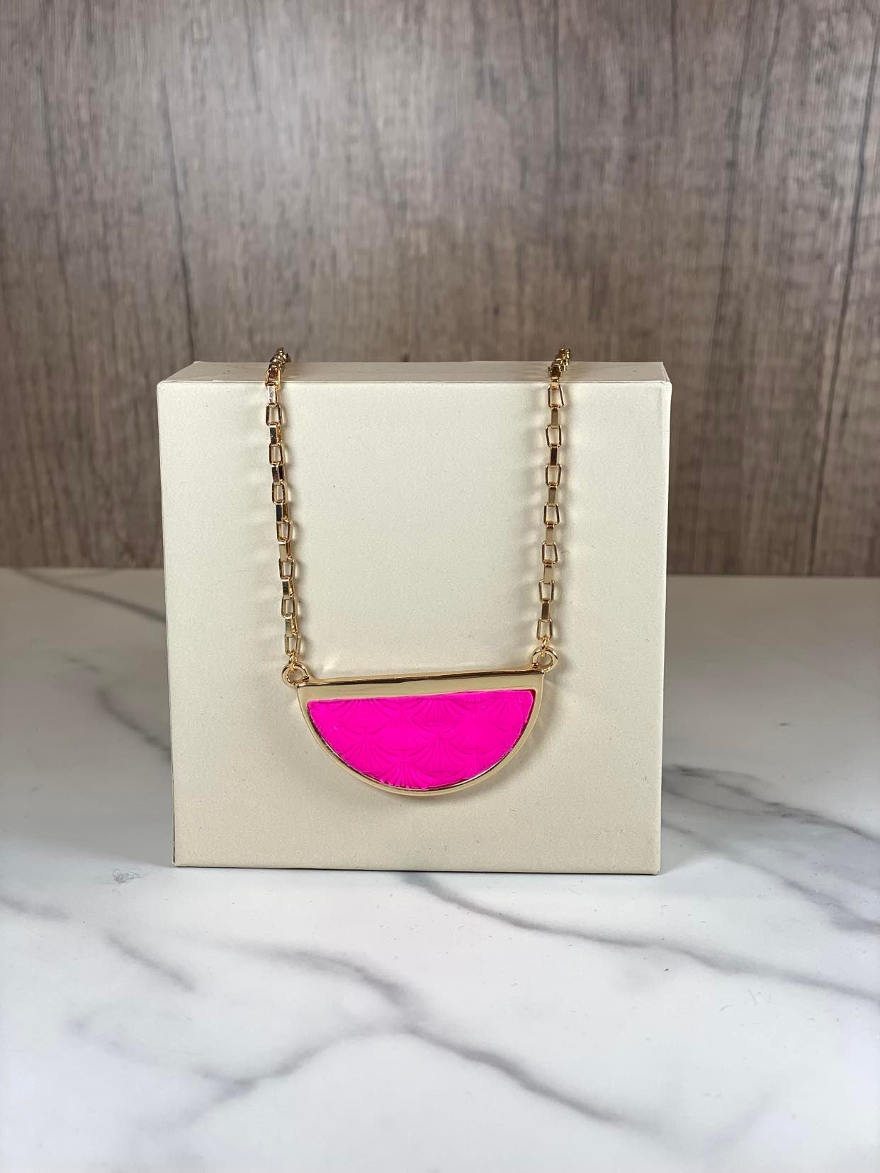 Pink Half Moon Necklace