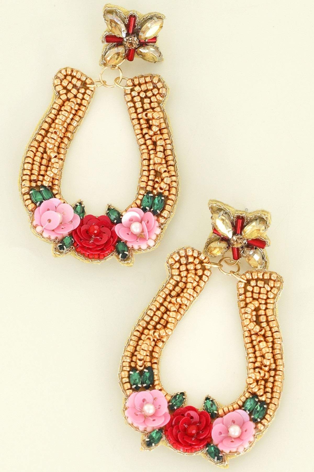 Lucky Horseshoe Beaded Earrings