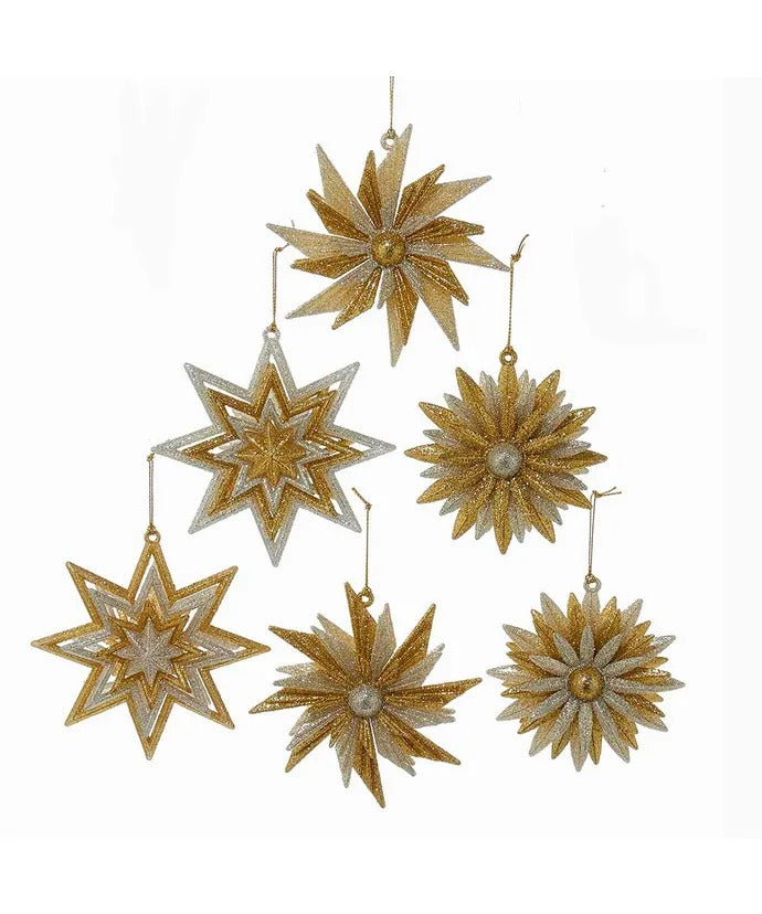 Acrylic Gold and Silver Sunflower and Snowflake Ornaments