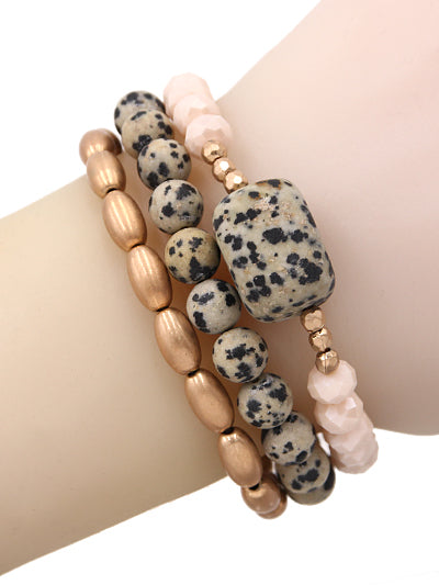 Gold and Black Spotted Stackable Bracelet
