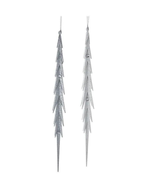 White and Silver Icicle With Stones Ornaments