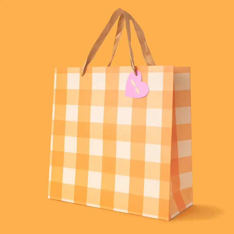 Gift Bags - Orange Gingham - Assorted Sizes