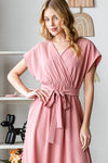 Short Sleeve Mauve Maxi Dress