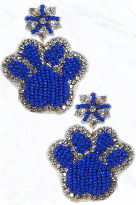 Stone and Seed Bead Paw Print Earrings