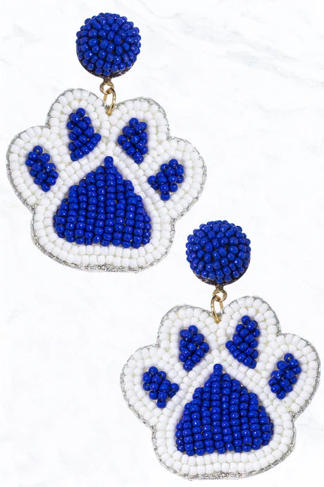 Two Tone Seed Bead Paw Print Earrings