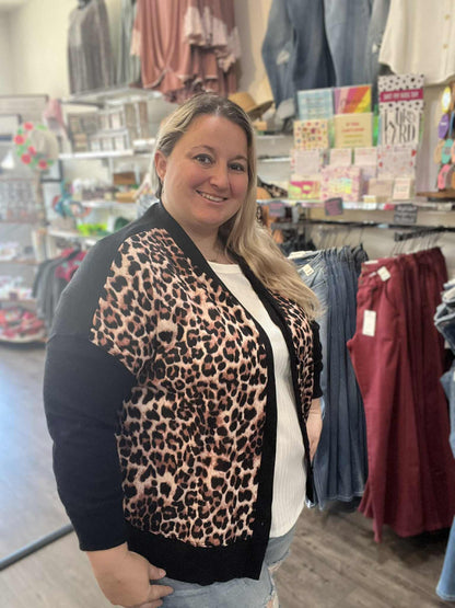 Animal Print Cardigan with Buttons