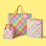 Gift Bags - Colorful Gingham - Assorted Sizes to Choose From