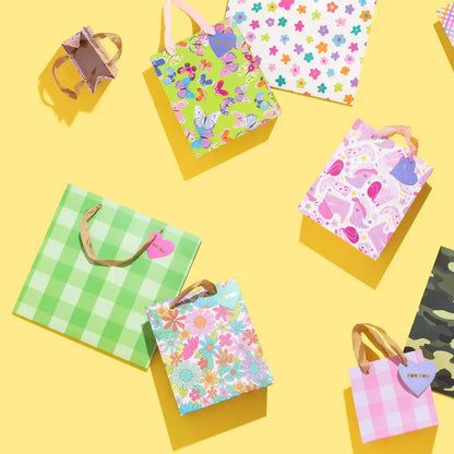 Gift Bags - Green Gingham - Assorted Sizes