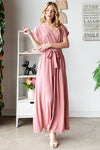 Short Sleeve Mauve Maxi Dress