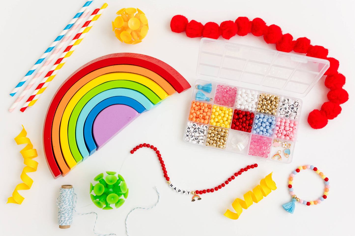 Color My World Rainbow DIY Stretchy Bracelet Craft Kit