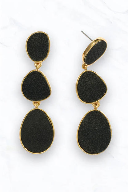 Triple Drop Leather Earrings