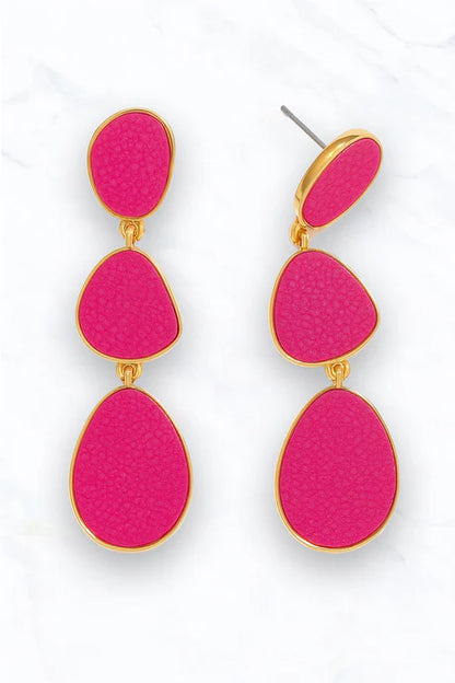 Triple Drop Leather Earrings
