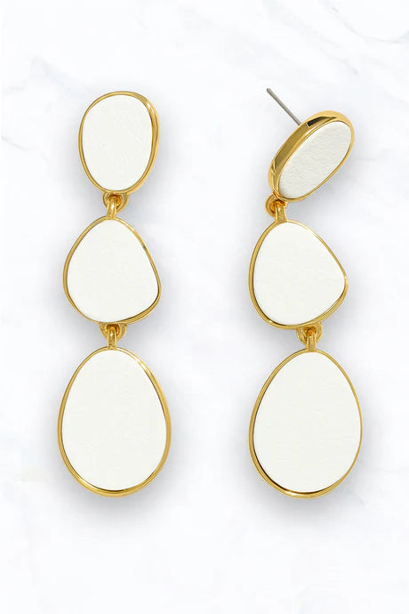 Triple Drop Leather Earrings