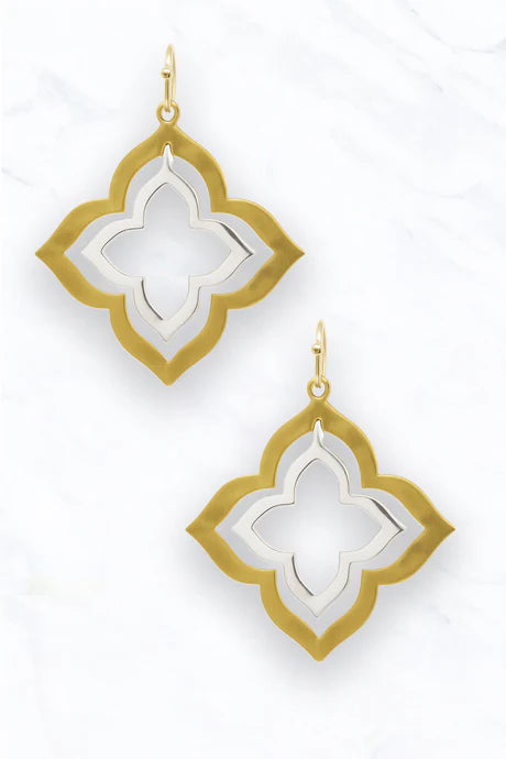 Cutout Floral Metal Dangle Earrings