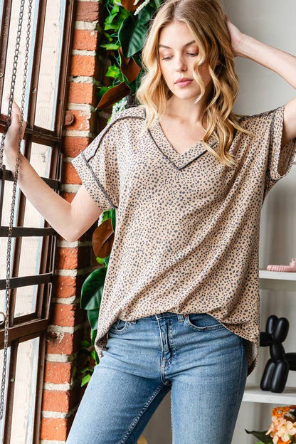 Dolman Sleeve Animal Print Top