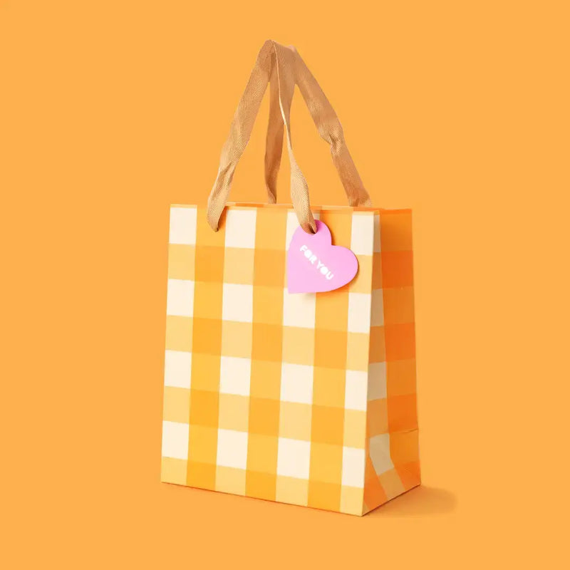 Gift Bags - Orange Gingham - Assorted Sizes