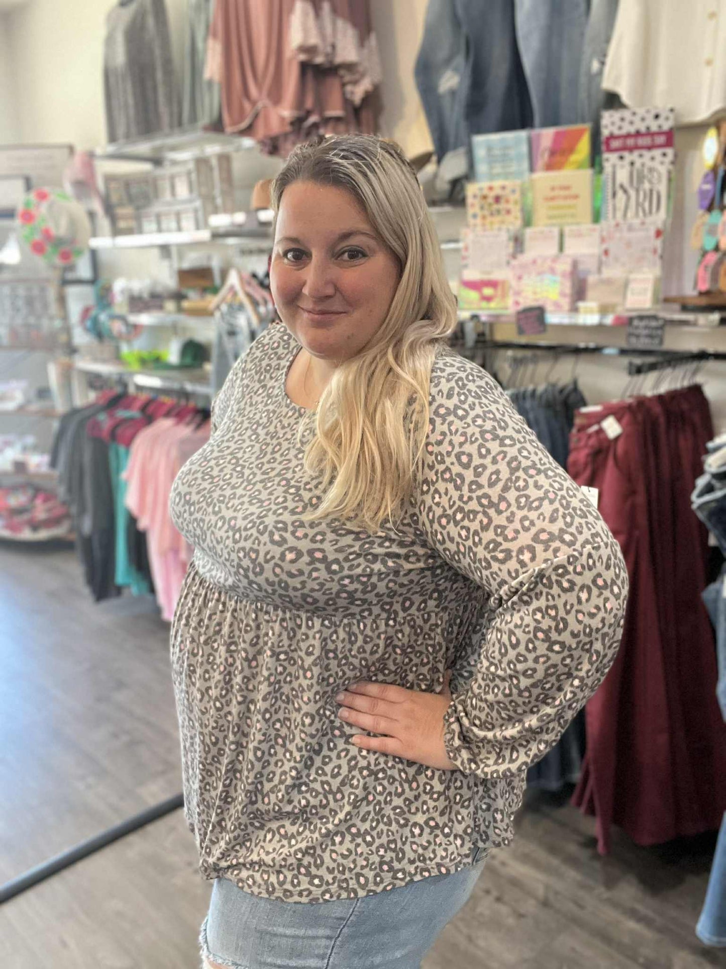 Animal Printed Babydoll Top