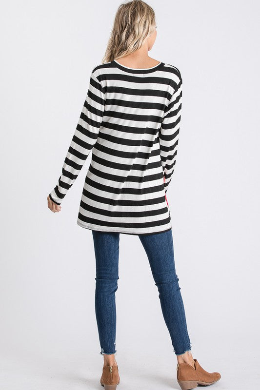 Striped Valentine Patch Top