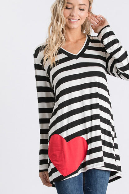 Striped Valentine Patch Top