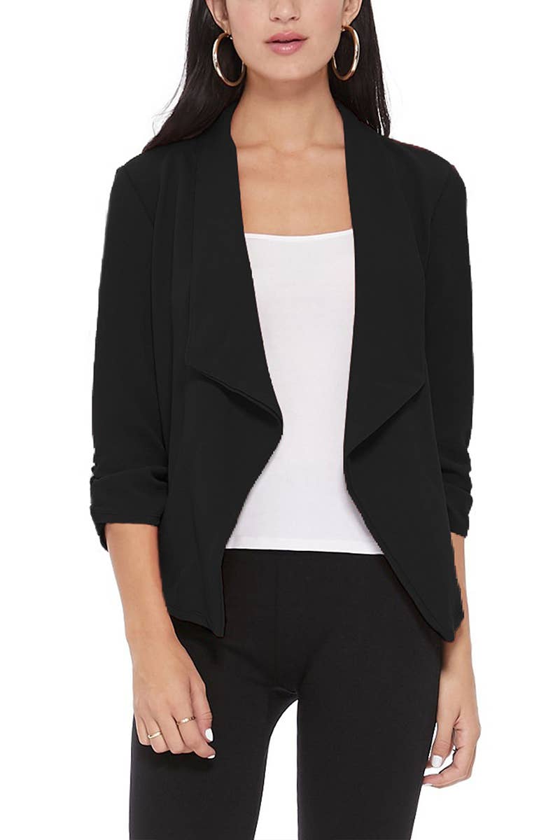 Women's Casual Solid Blazer Jacket - Fitted Silhouette