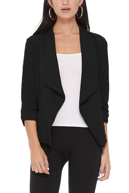 Women's Casual Solid Blazer Jacket - Fitted Silhouette