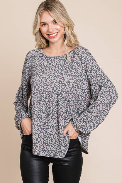 Animal Printed Babydoll Top