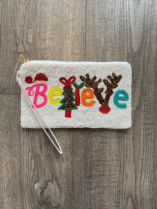 Believe Beaded Wristlet