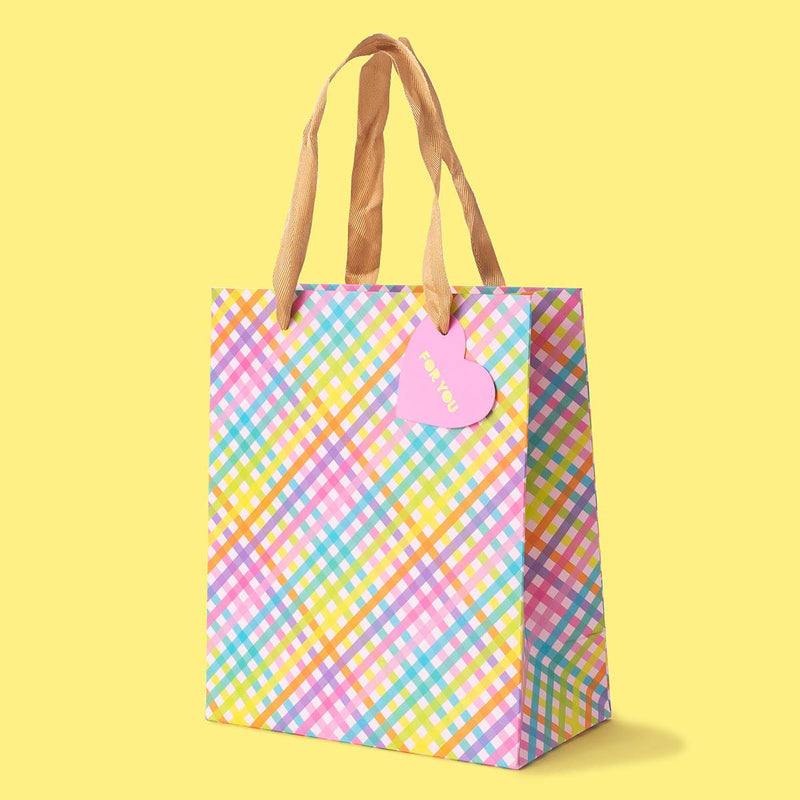 Gift Bags - Colorful Gingham - Assorted Sizes to Choose From