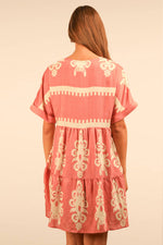 Printed V-Neck Woven Mini Dress