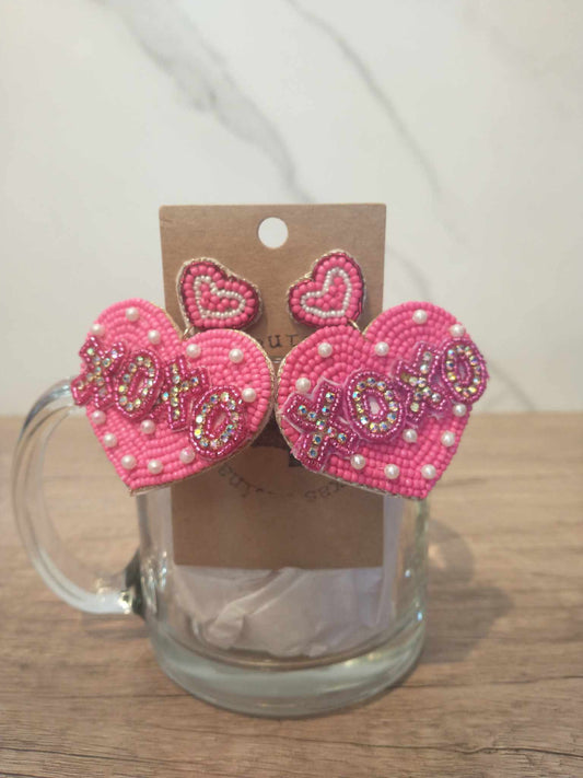 XOXO Hearts Beaded Earrings