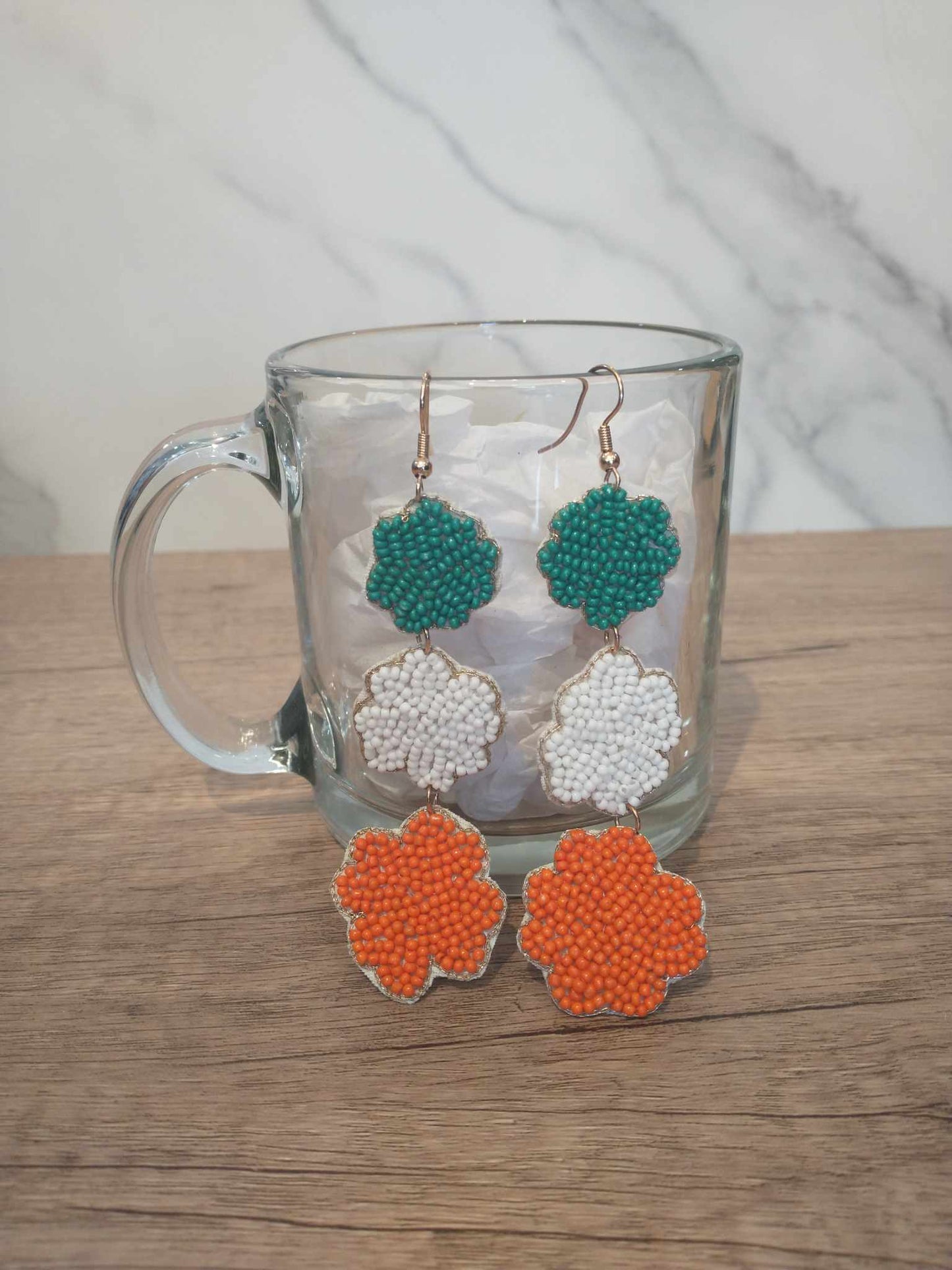 Irish Flag Cover Beaded Earrings