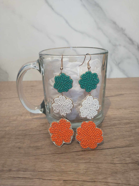 Irish Flag Cover Beaded Earrings